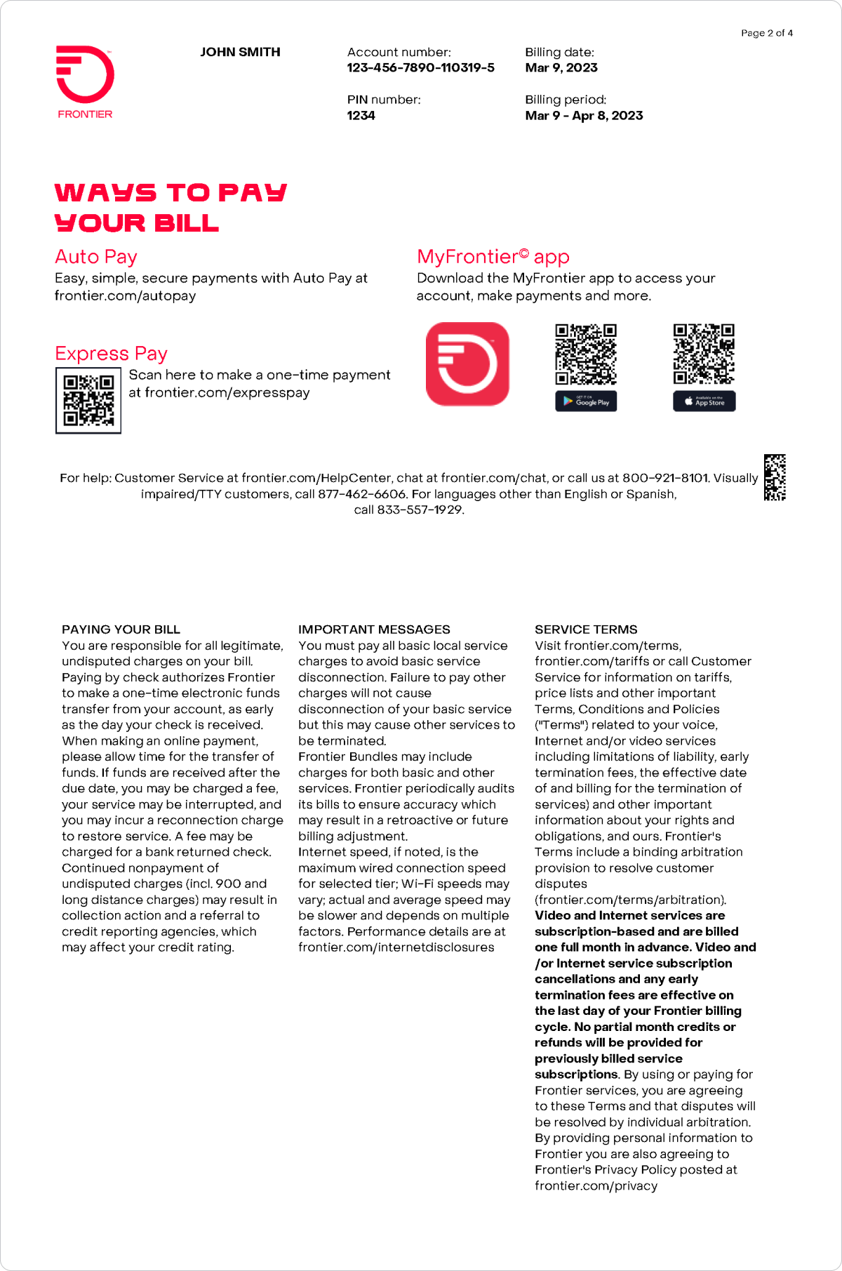 New Bill Design Clearer, Simpler, More Transparent Frontier